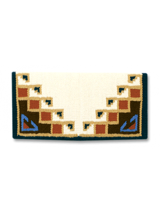 1447-2 Mayatex Blanket Pueblo 38"x34" Cream Chestnut Sheep Navy