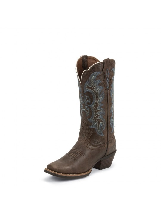 SVL7316 Justin Boots Damen Westernstiefel dunkelbraun/türkis