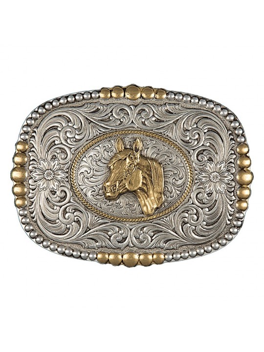 Heirloom Gold Pioneer Buckle with Horsehead 