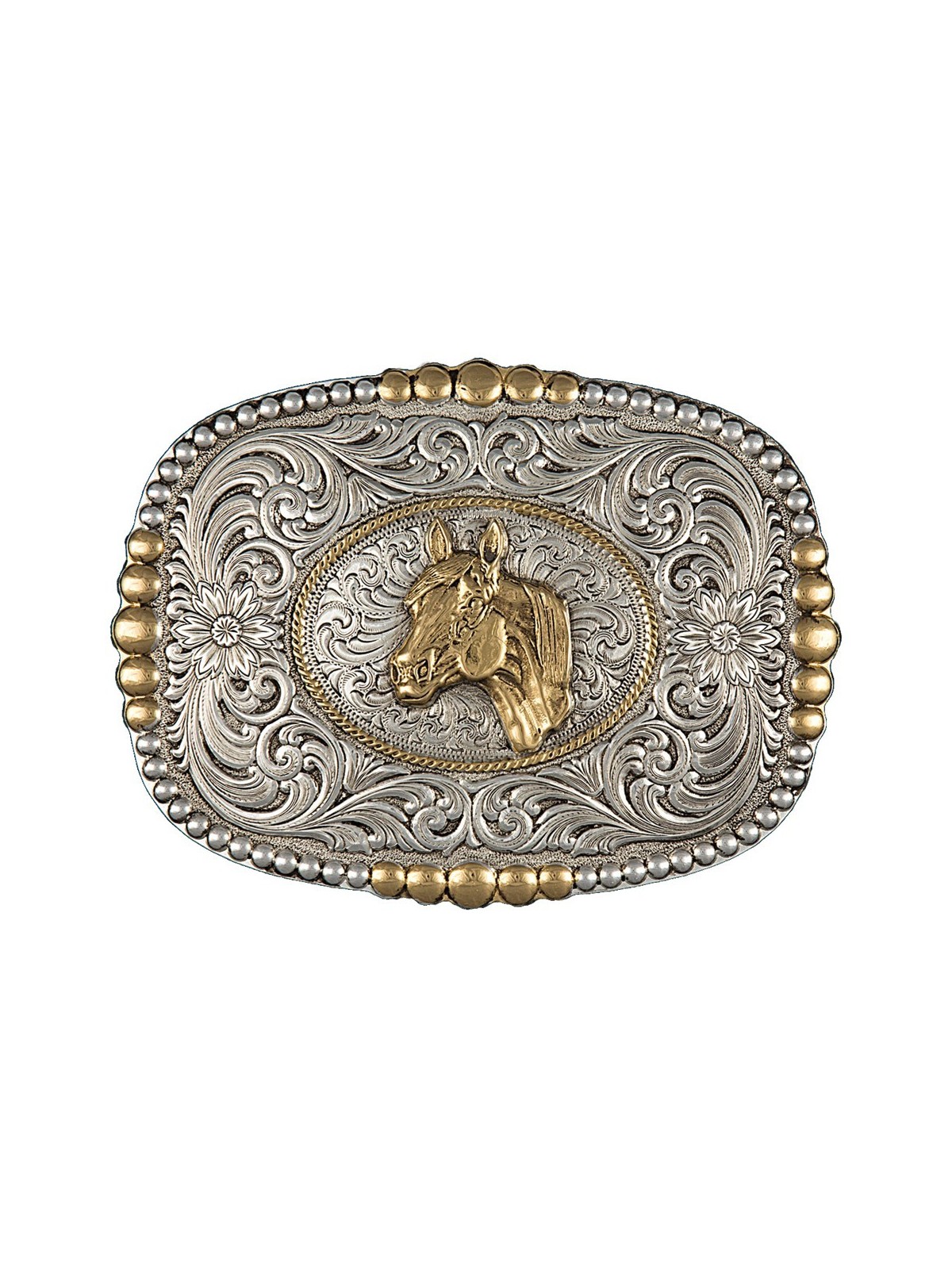 Heirloom Gold Pioneer Buckle with Horsehead 