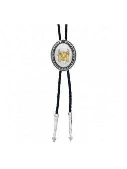 New Traditions Stars and Barbed Wire Bailiwick Bolo Tie with Ceremonial Skull