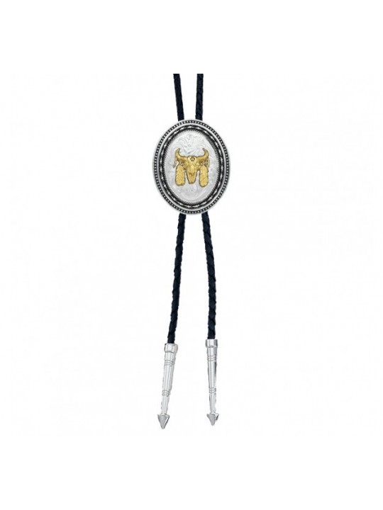 New Traditions Stars and Barbed Wire Bailiwick Bolo Tie with Ceremonial Skull