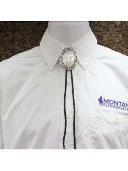 Southwestern Rancher's Bolo Tie in Antiqued Silver