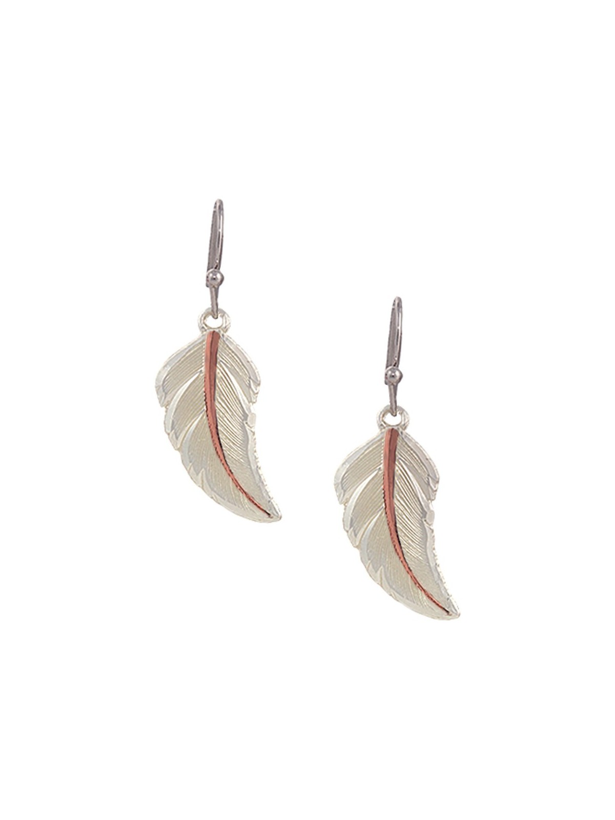 Two Tone Copper No Dream Is Too Small Feather Earrings