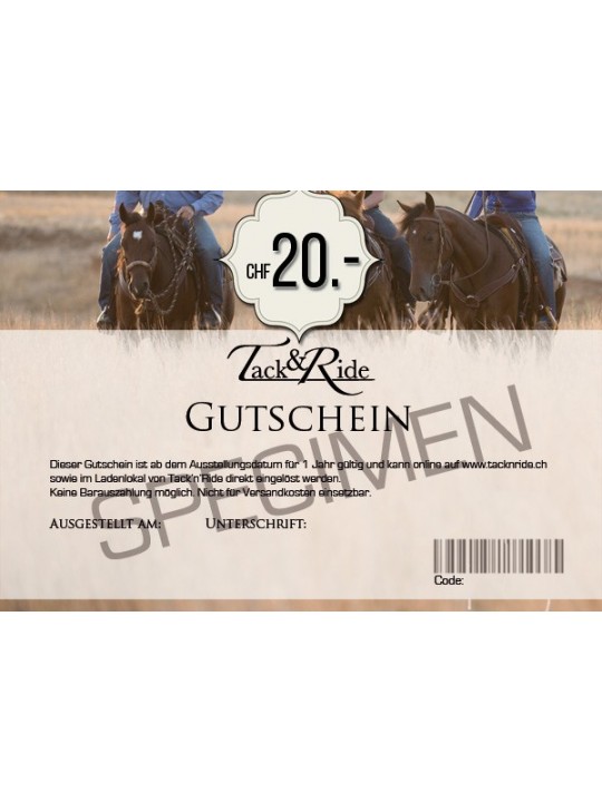 Tack'n'Ride Gift Voucher 20 CHF