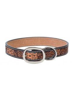 Floral Tooled Dog Collar