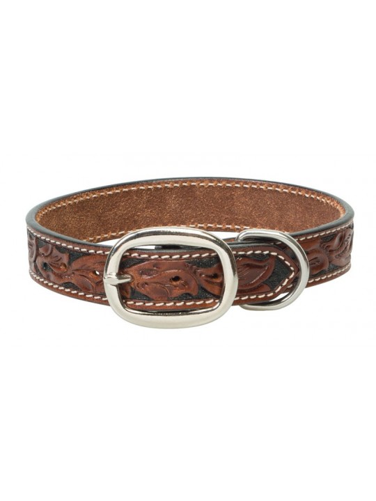 Carved Chestnut Dog Collar