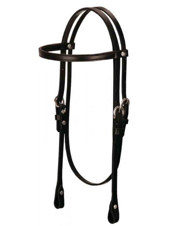 Black Leather Browband Headstall