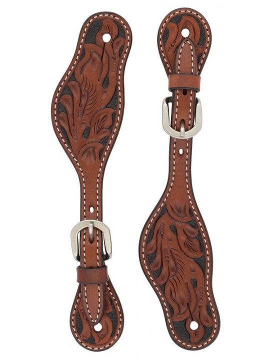 Carved Chestnut Spur Straps