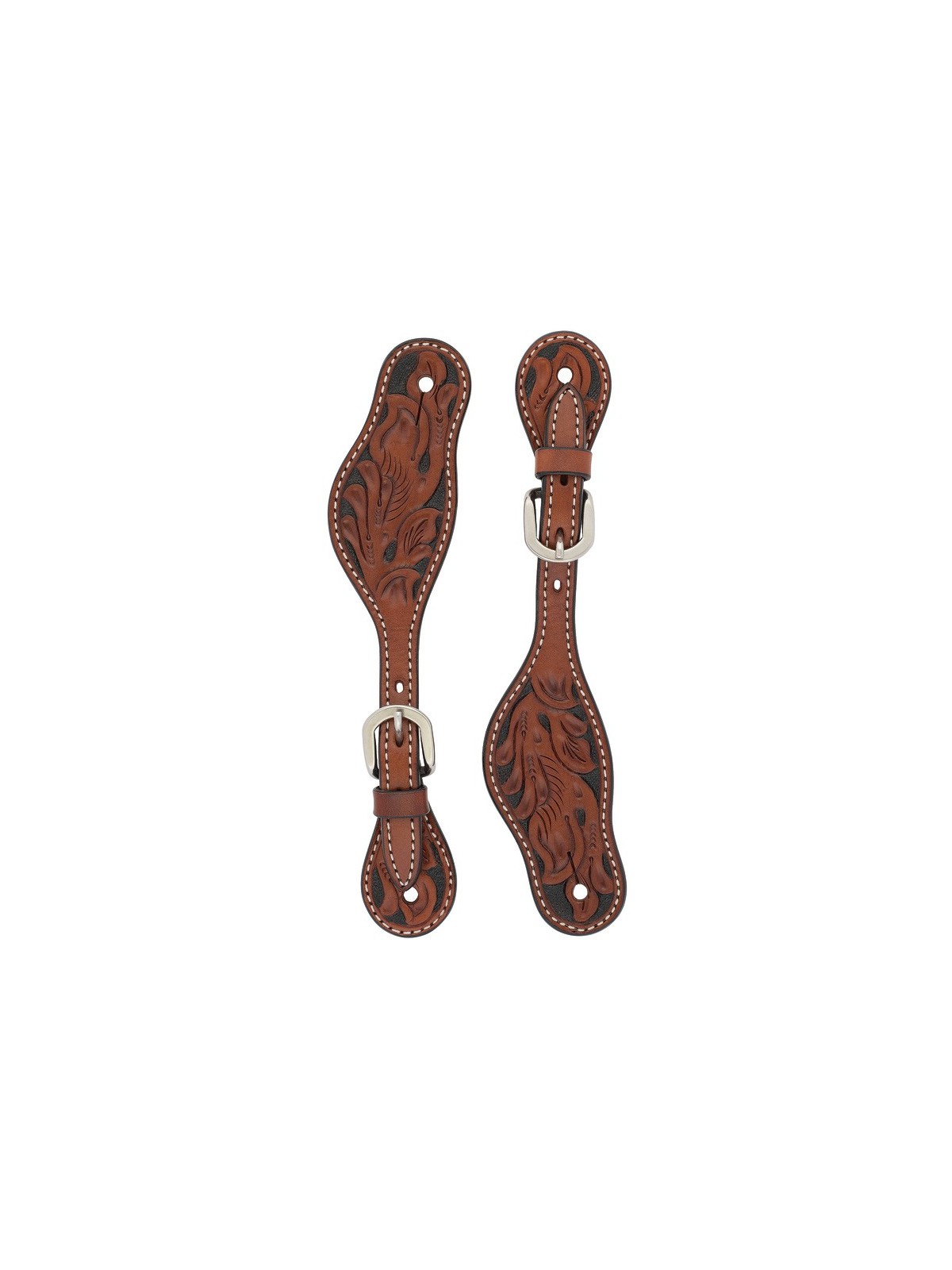 Carved Chestnut Spur Straps