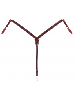 Turqoise Cross Carved Chestnut Breast Collar 45-0320