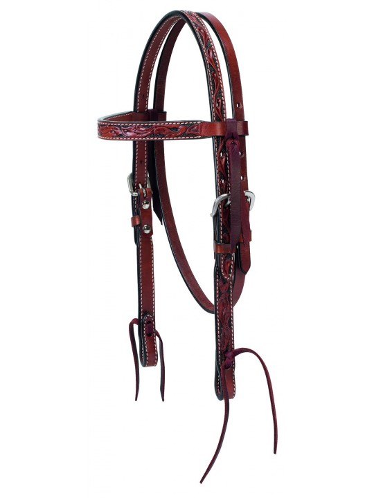Turqoise Cross PONY Carved Chestnut Headstall 45-0146