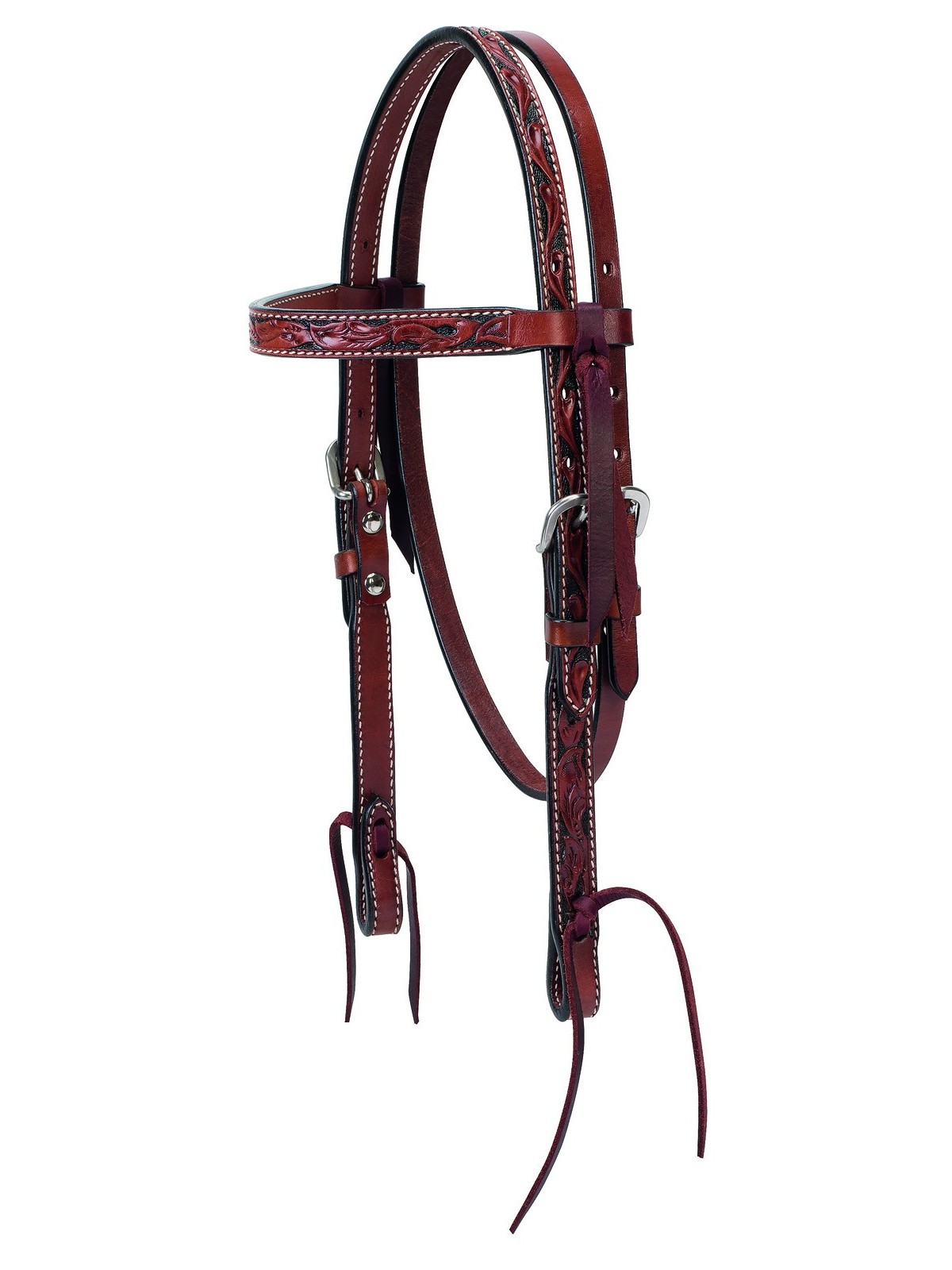 Turqoise Cross PONY Carved Chestnut Headstall 45-0146