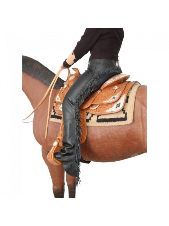 Smooth Leather Chaps Fransen schwarz