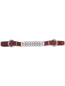 Latigo Leather Double Flat Link Chain Curb Strap burgundy