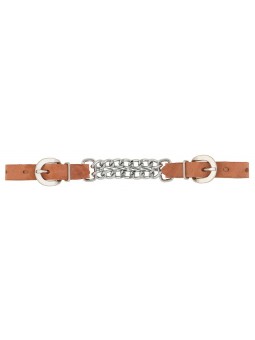 Harness Leather Curb Strap with Chain - short