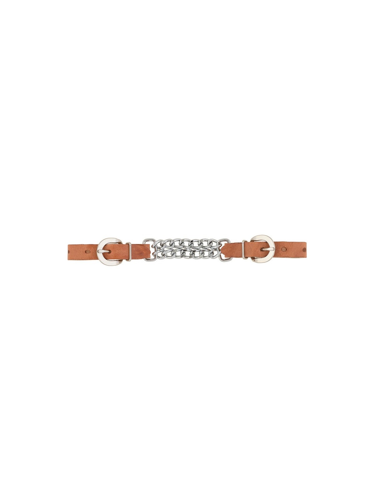 Harness Leather Curb Strap with Chain - short