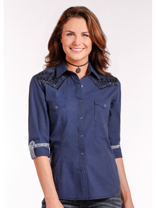 Western Shirt Navy 4248