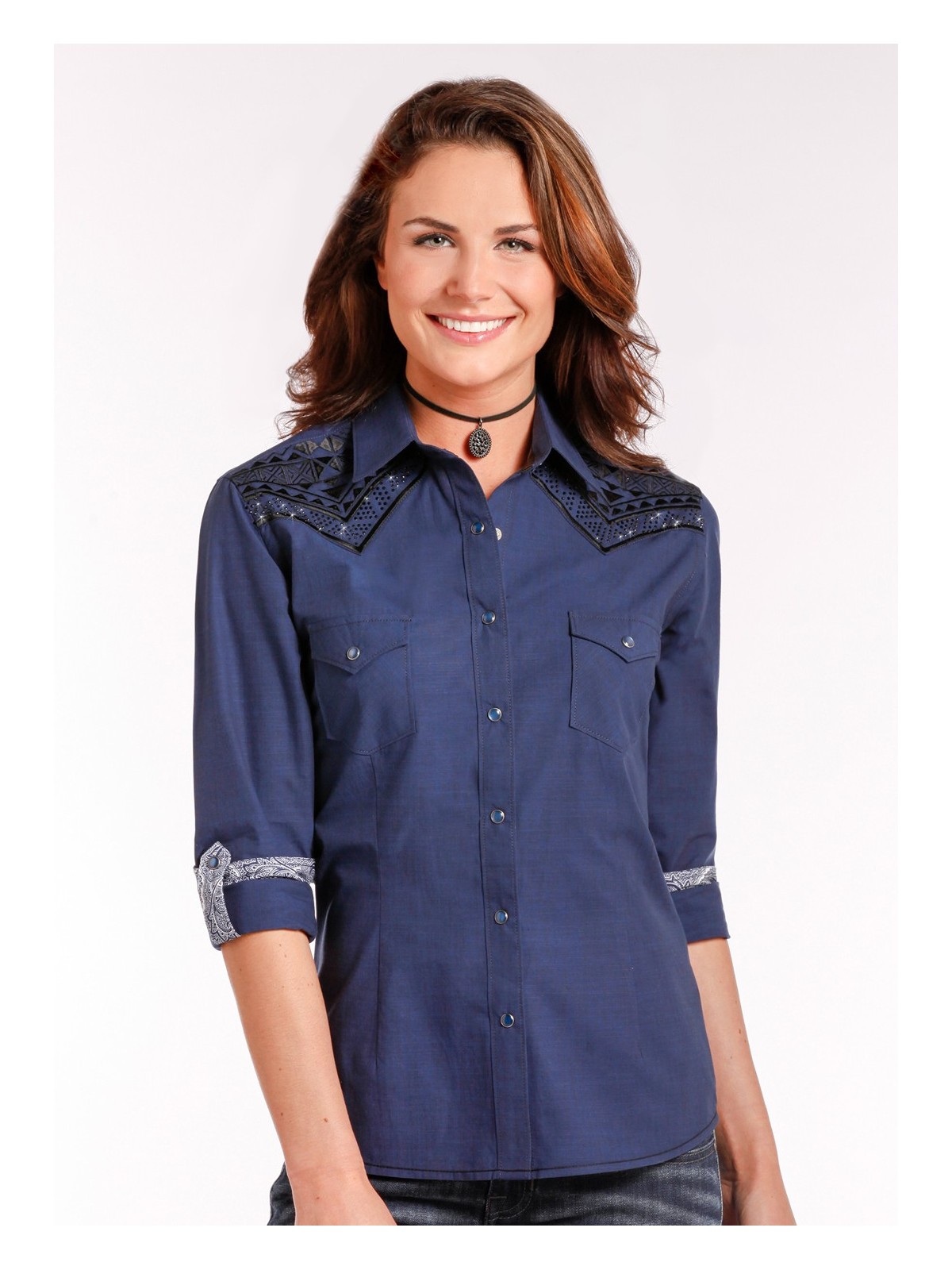 Westernbluse Navy 4248