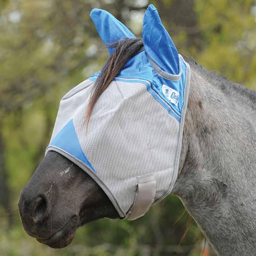 Fliegenmaske Insektenschutzmaske mit Ohren u FULL  Fa.blau Fleeceinfassung  Gr 