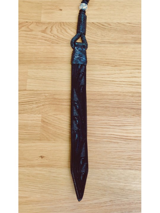 Dale Chavez Black Leather Romel with tooled Leather Popper