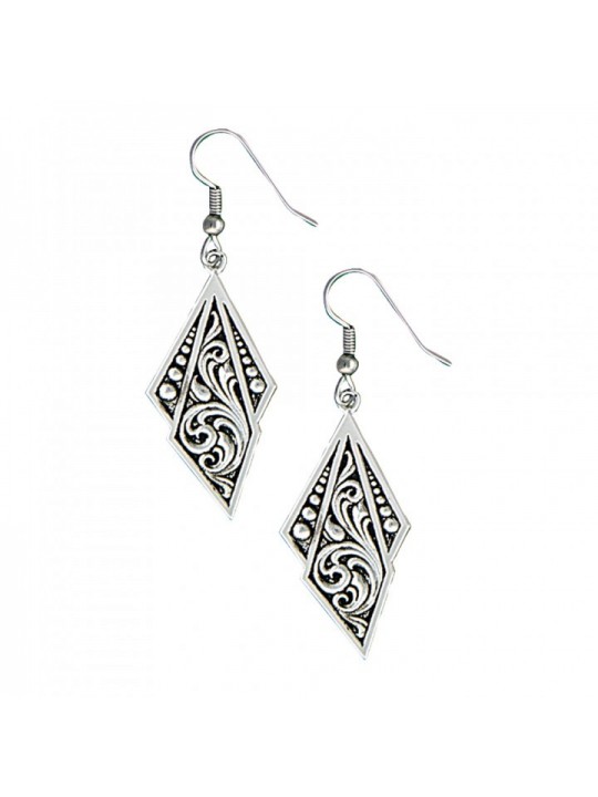MONTANA SILVERSMITHS Western Deco Silver Jewel Dangle Earrings ER1433BK