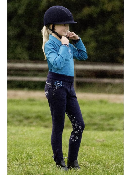 Equi-Theme Pull On Childs Kids Breeches Elasticated Waist Stretch Material 