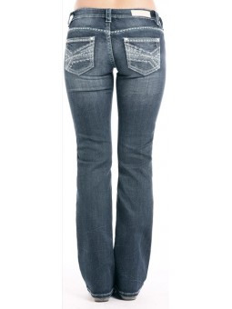 Abstract feather Embroidery Riding Jean 7677