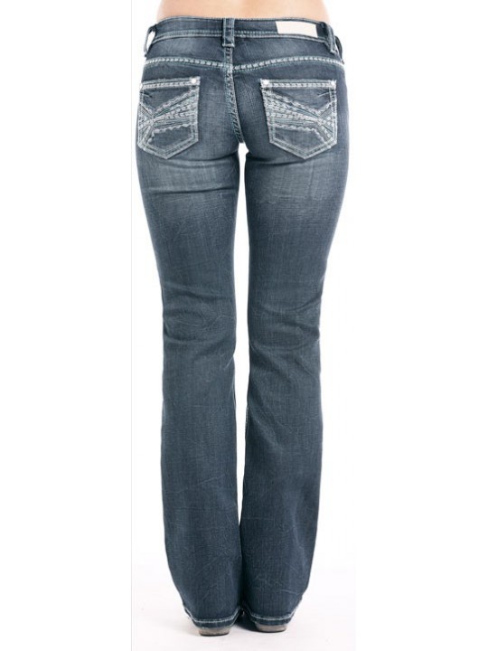 Abstract feather Embroidery Riding Jean 7677