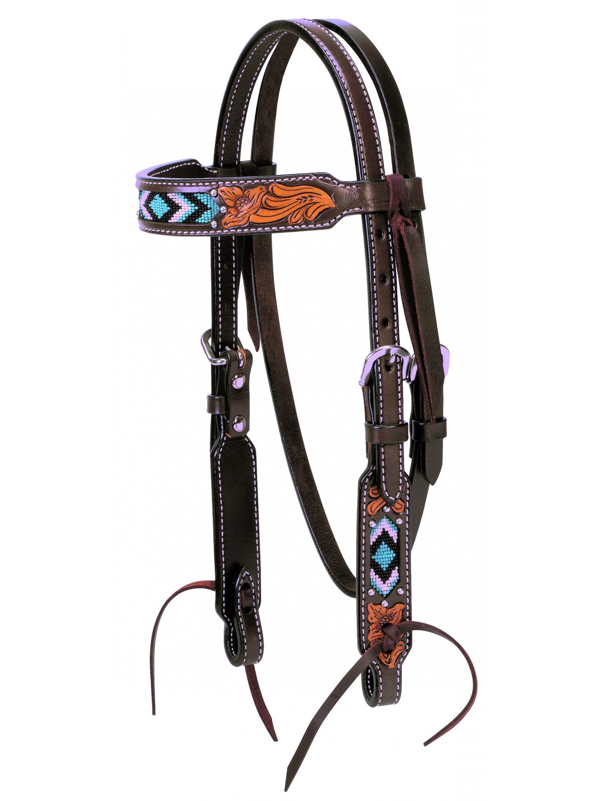 Turquoise Cross Turquoise Beaded Pony Browband Headstall