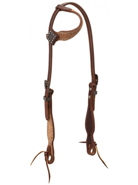 Weaver Rough Out Oiled Sliding Ear Headstall 10-0751