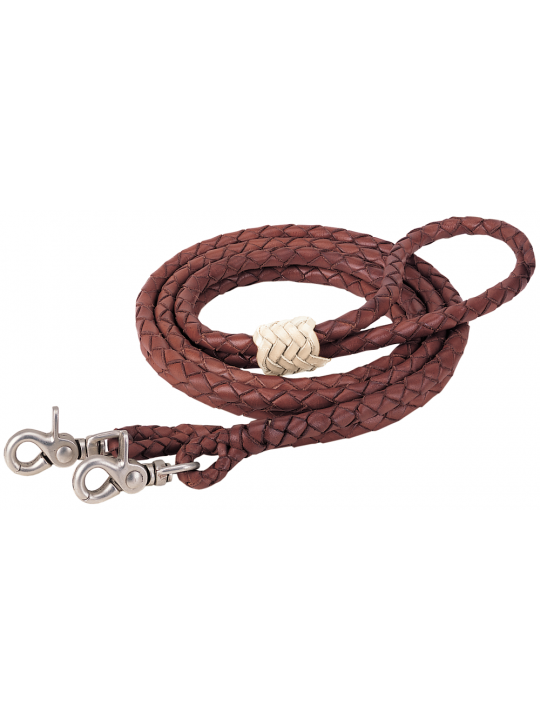 Round Braided Latigo Roper Rein, 3/8" x 8'