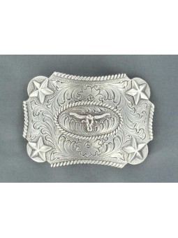 Youth Silber Steer Head Buckle