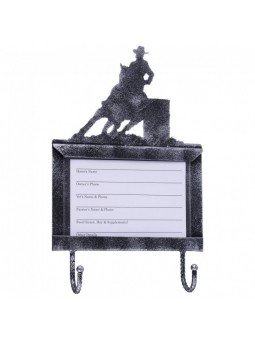 Stallkartenhalter mit Haken Barrel Race Schwarz Silber