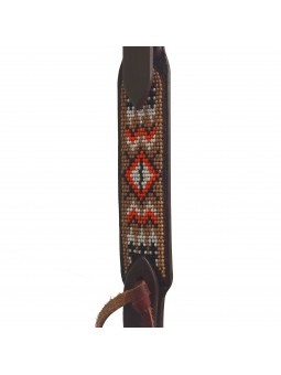 Beaded Sliding Ear Headstall Orange / White / Tan / Black Cheek