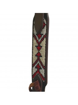 Beaded Sliding Ear Headstall Red / White / Black / Ivory Cheek