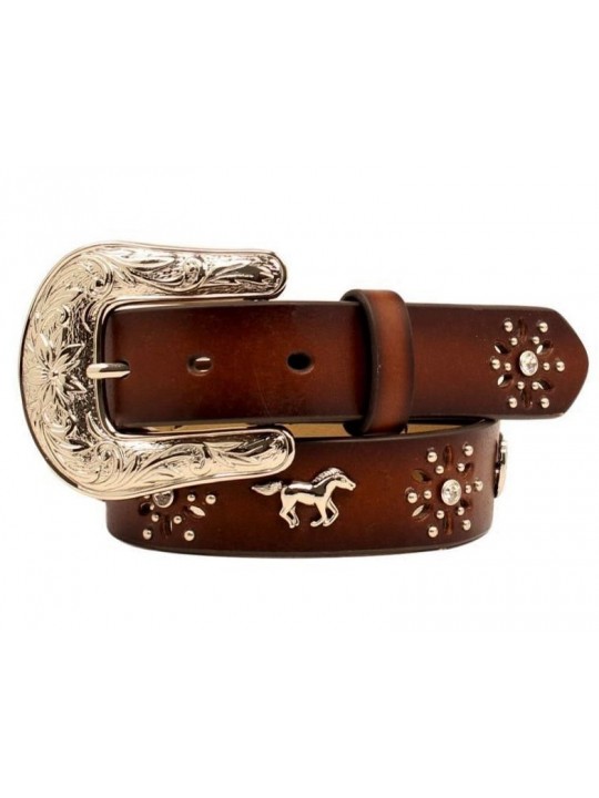 Ariat Girls Brown Leather Horse Concho Belt
