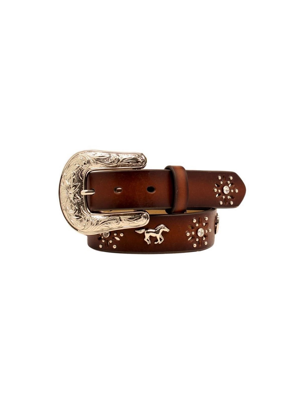 Ariat Girls Brown Leather Horse Concho Belt