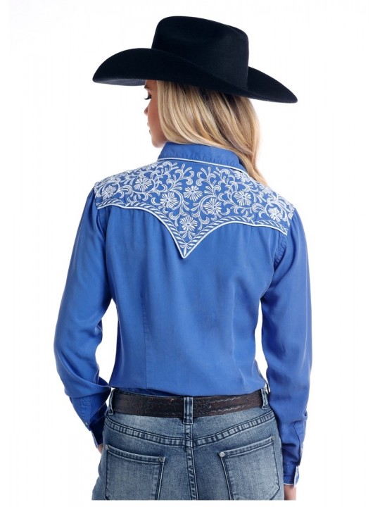 Western Shirt Cobalt Embroidered 2173