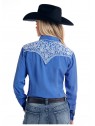 Western Shirt Cobalt Embroidered 2173