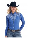 Western Shirt Cobalt Embroidered 2173