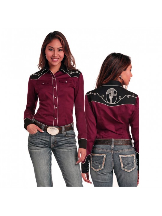 Retro Western Shirt Cactus 3103