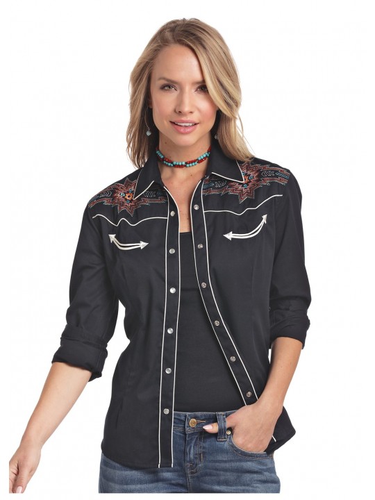 Retro Embroidered Western Shirt 3665