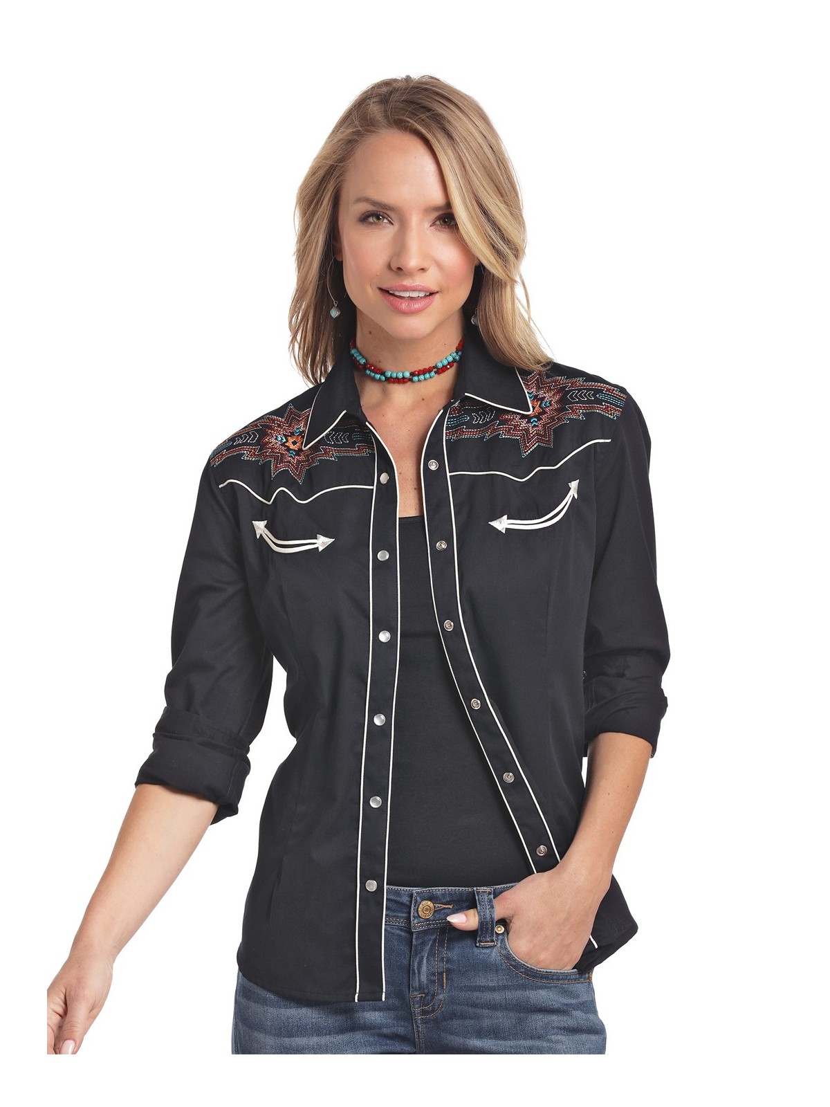 Retro Embroidered Western Shirt 3665