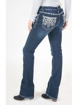 Aztec Embroidered Bootcut Jeans