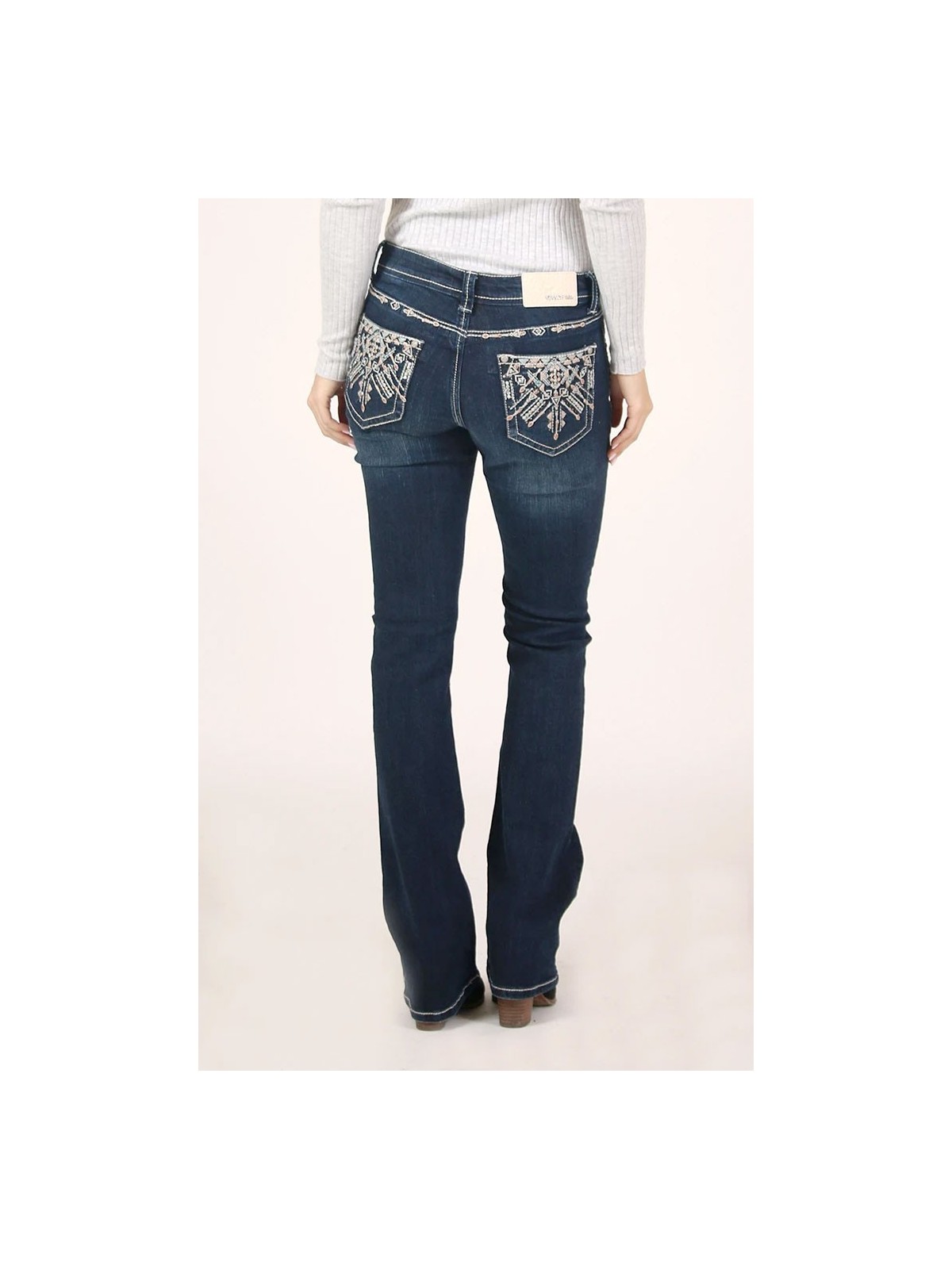 Aztec Embroidered Bootcut Jeans