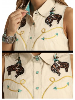 DB Bluse Bucking Horse and Rider Detail