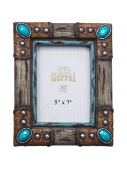 Wood & Turquoise Stone Frame