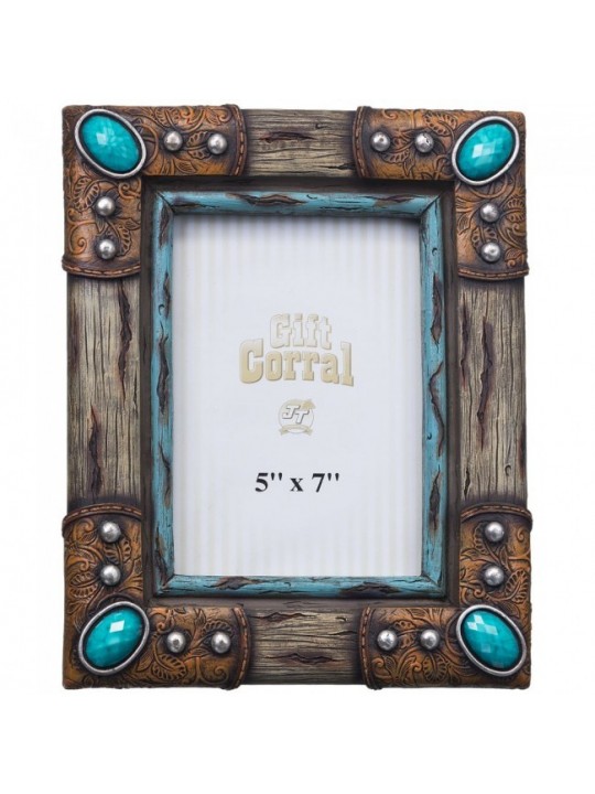 Wood & Turquoise Stone Frame