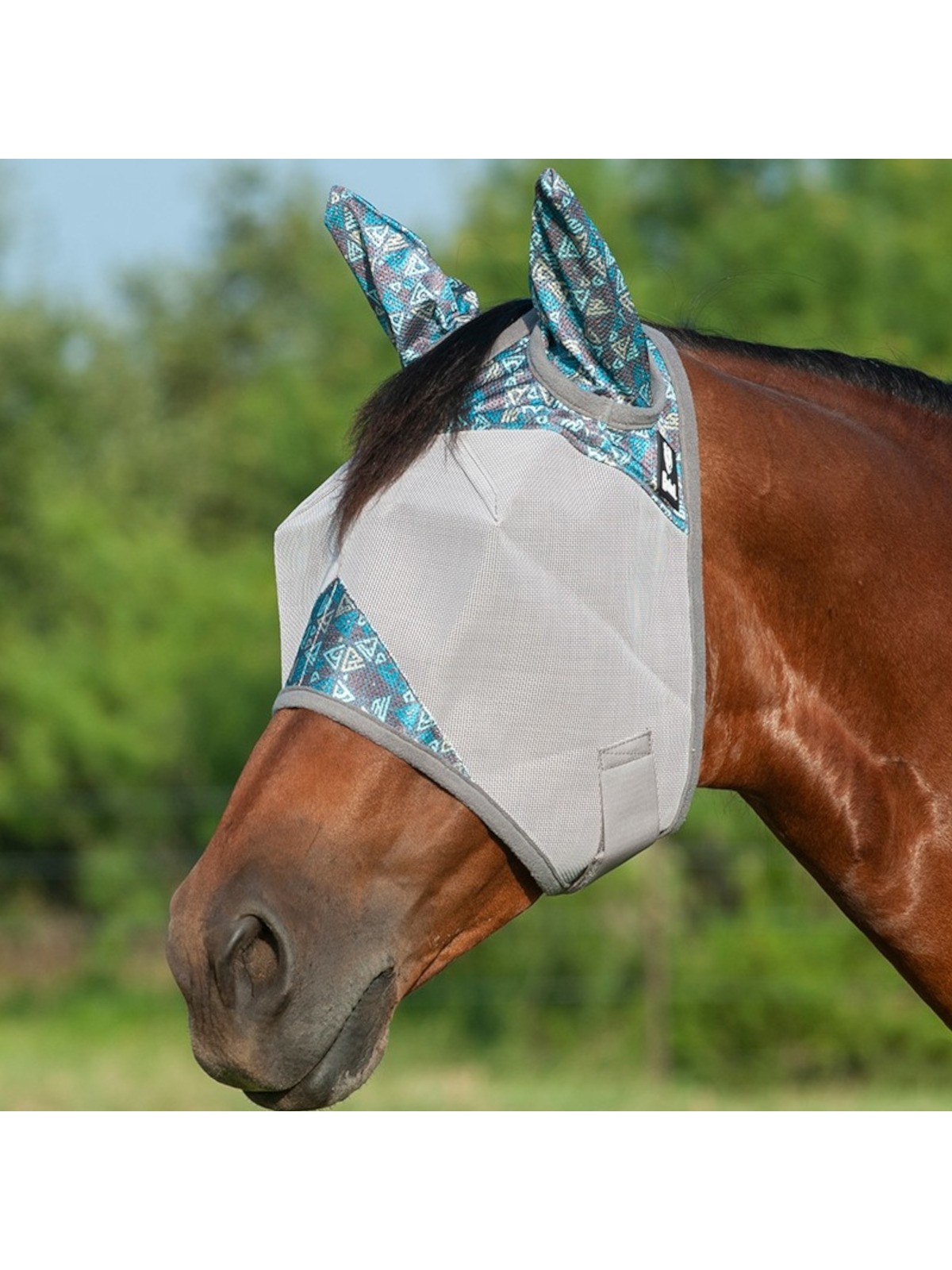 Crusader Fly Mask w. Ears Teal Tribal